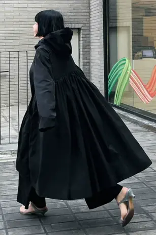 春秋新款过膝长款风衣外套女韩版宽松大码斗篷型时尚风衣连衣裙潮商品大图