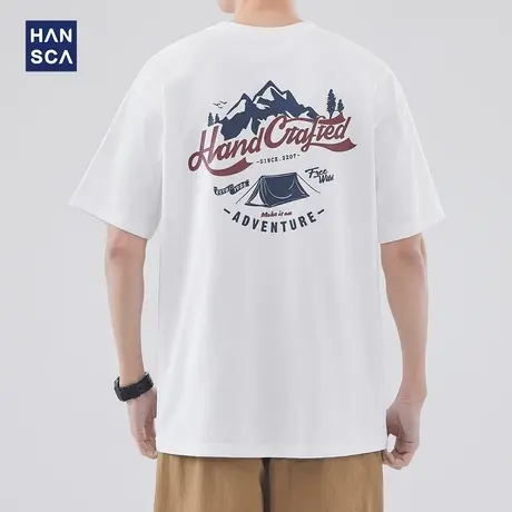 hansca纯色翻领长袖polo衫男2024秋冬季新款潮牌百搭宽松套头卫衣商品大图