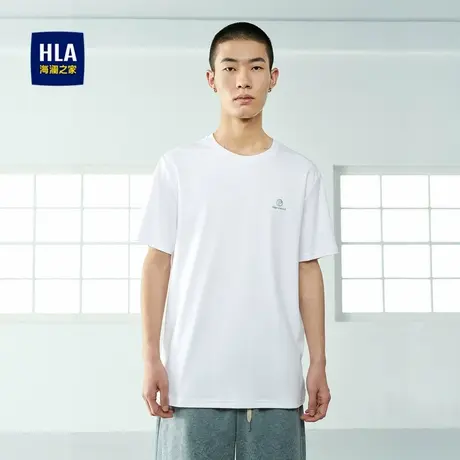 HLA/海澜之家纯棉质地短袖T恤男透气圆领字母印花柔软短袖上衣男商品大图