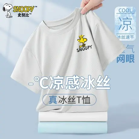 史努比男童短袖t恤儿童速干衣女童2025夏季新款夏装透气运动上衣图片