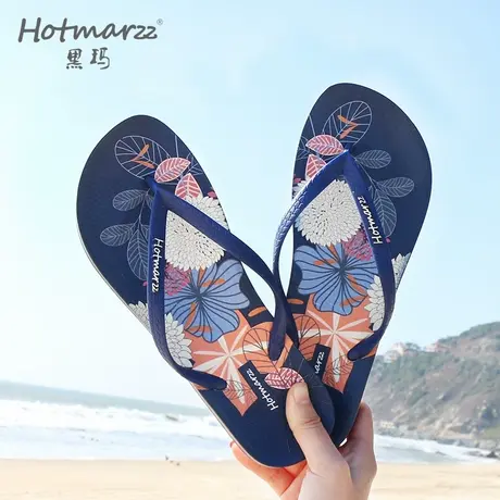 hotmarzz/黑玛人字拖女夏外穿ins潮时尚防滑网红沙滩海边夹脚拖鞋商品大图