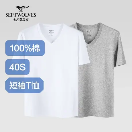 七匹狼短袖男士纯棉T恤打底汗衫100%全棉内衣夏季体恤中老年上衣商品大图