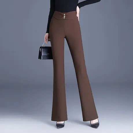 高级感显腿长微喇裤女2023秋冬新款高腰显瘦遮胯垂坠感修身长裤子商品大图