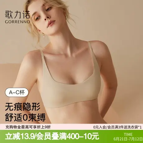 无痕运动内衣女夏薄款大胸显小胸聚拢防下垂隐形抹胸粉底液文胸罩商品大图