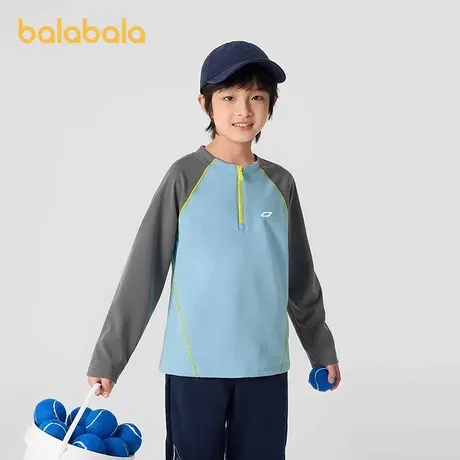 巴拉巴拉balaone儿童长袖t恤男童女童2025秋新款撞色吸湿速干防晒图片