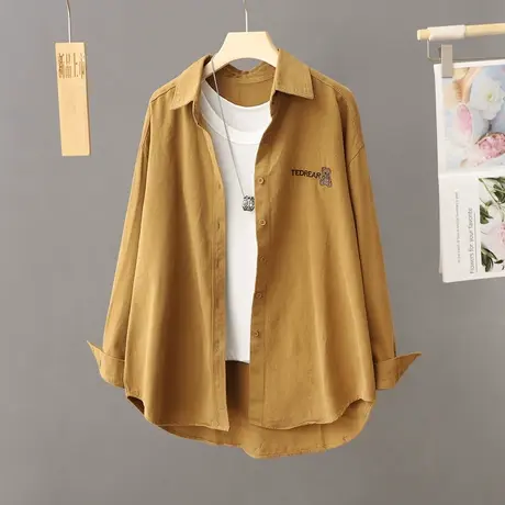 中长款衬衫外套女2023年新款春秋宽松慵懒风休闲加厚衬衣开衫上衣图片