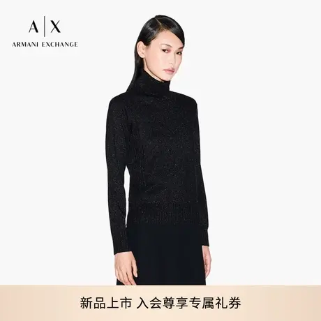ARMANI EXCHANGE/阿玛尼秋新款女高领羊毛混纺老钱风套头针织毛衣商品大图