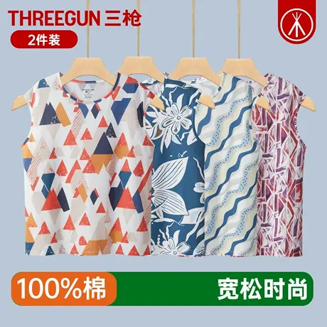 三枪背心女100%纯棉夏季宽松薄款中老年人宽肩无袖老太太全棉汗衫商品大图