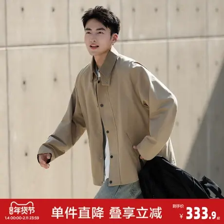 唐狮2026秋冬男翻领夹克外套短款男士青少年高级感休闲百搭上衣图片