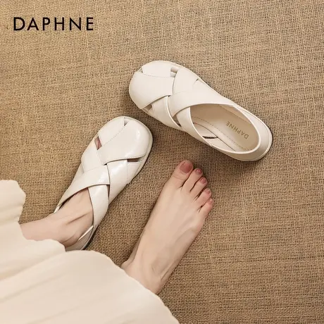 达芙妮罗马凉鞋女2026新款春夏季编织平底女鞋猪笼鞋包头半拖鞋子图片