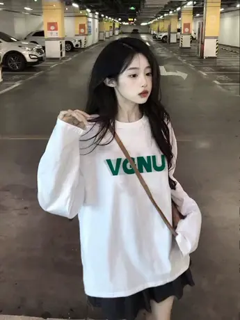 白色仿棉女士内搭打底衫2023新款春秋装冬季德绒显瘦长袖t恤上衣商品大图