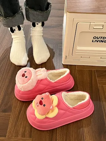 可爱卡通loopy防水毛毛拖鞋女外穿2023秋冬新款居家保暖两穿棉鞋商品大图