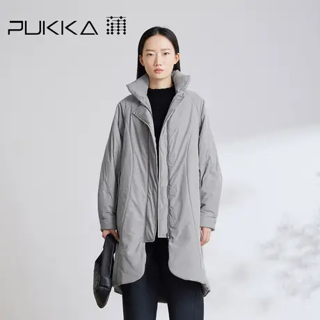 蒲PUKKA 2023年冬季新品中长款保暖加厚棉衣宽松面包立领棉服外套商品大图