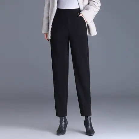 加绒哈伦裤女秋冬2023新款松紧腰显瘦小脚裤时尚通勤休闲萝卜裤子图片