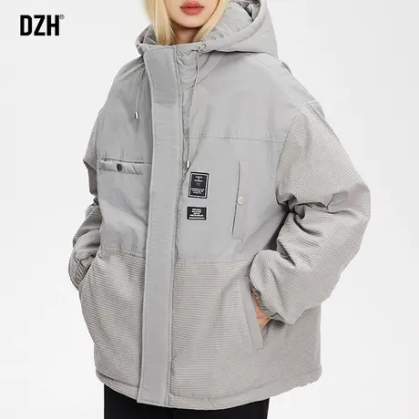 男士灰色连帽棉服男冬季2023新款情侣冬装外套加厚棉衣棉袄防寒服商品大图