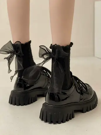 潮牌日系学院风小皮鞋女秋季法式百搭复古厚底松糕休闲圆头单鞋子商品大图