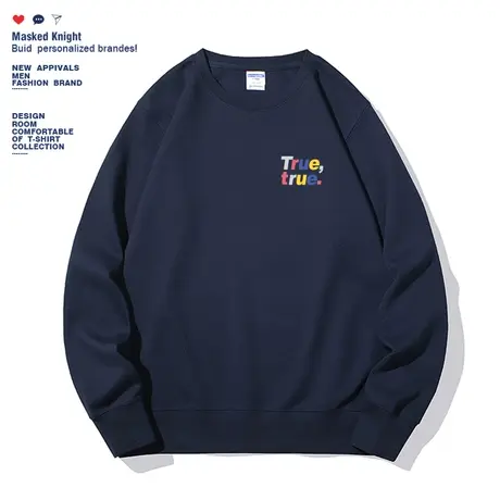 港风潮牌字母印花圆领卫衣男日系简约宽松休闲长袖套头秋季上衣商品大图