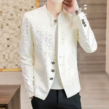 男士中山装夹克春秋季潮牌痞帅气休闲立领西装ins韩版小西服外套商品大图