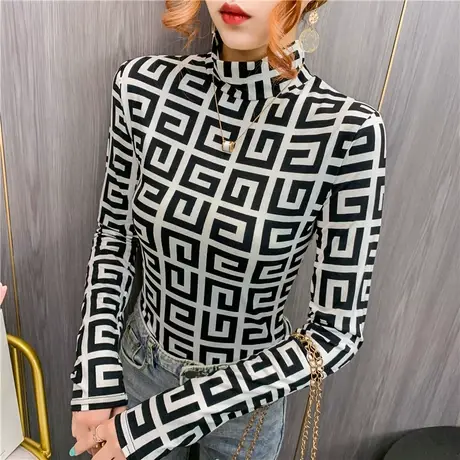 小高领打底衫女2021洋气秋冬内搭韩版网红长袖t恤上衣潮ins超火潮图片