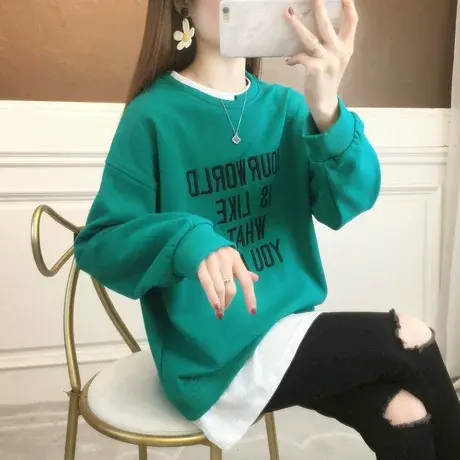 卫衣女春秋季韩版宽松大码bf慵懒风ins薄款早春假两件上衣外套潮商品大图