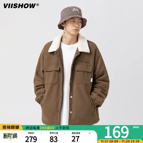 VIISHOW翻领工装棉衣男士秋冬羊羔绒保暖宽松休闲潮流外套男棉服图片