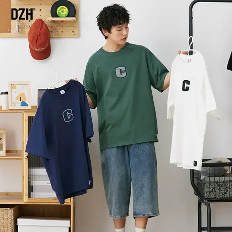 男士双纱短袖t恤男夏季薄款宽松纯色上衣插肩袖体恤情侣夏季衣服商品大图