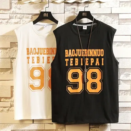 男士汗背心夏季新款休闲透气运动健身衣服韩版宽松潮坎肩无袖T恤商品大图