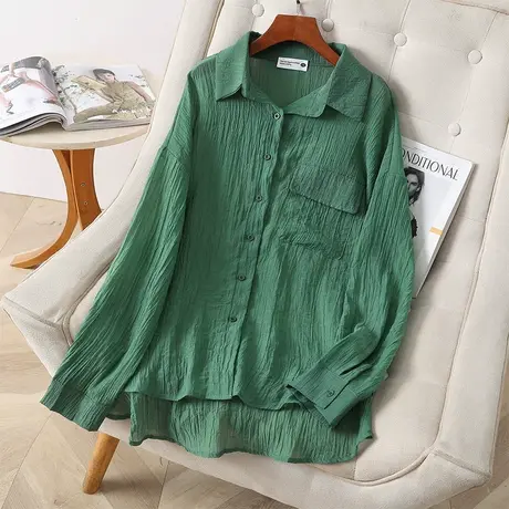 伊自尚大码女装2024春季新款胖mm设计感时尚上衣减龄显瘦百搭衬衫商品大图