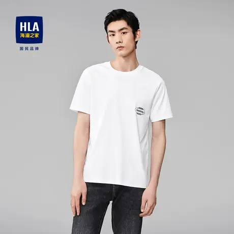 【奥莱】HLA/海澜之家2024圆领短袖T恤透气亲肤纯棉短袖男商品大图