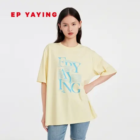 EP雅莹女装 多巴胺字母印花宽松大廓形短袖T恤 2023新款5332A商品大图