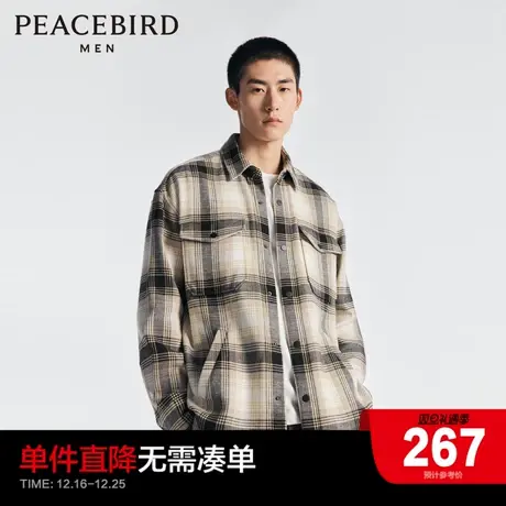 太平鸟男装 2023秋季新款衬衫休闲衬衫格纹长袖纯棉男士上衣外套Y商品大图