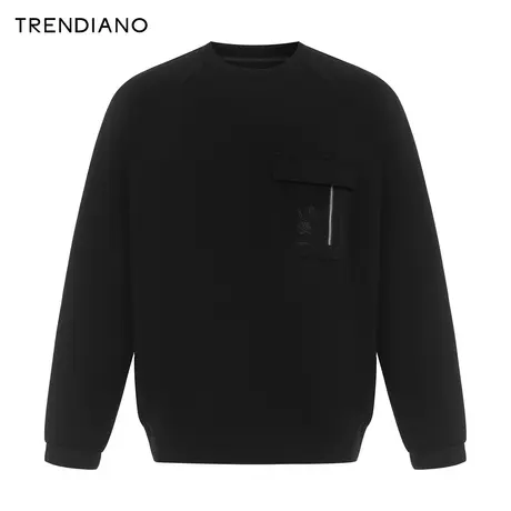 TRENDIANO珠地空气层贴绣卫衣2024年春季新款宽松休闲百搭上衣男商品大图