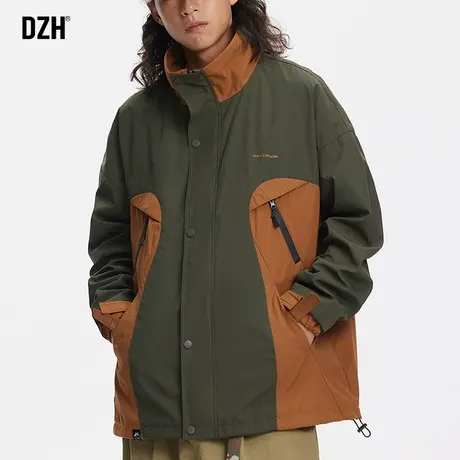 男士美式复古夹克外套男春秋2024年新款拼色冲锋衣男款设计感上衣商品大图