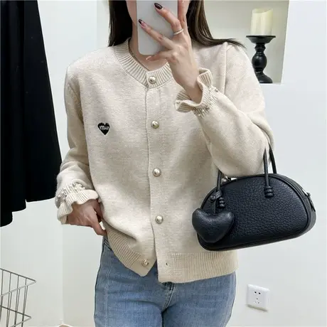 春装圆领毛衣开衫女秋冬2024新款外穿针织外套爆款时尚洋气上衣女图片