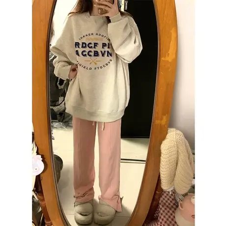 设计感连帽卫衣女秋冬加绒加厚ins潮牌国潮宽松大码港味chic上衣商品大图