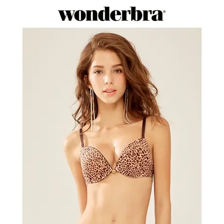 wonderbra光面豹纹性感文胸女士内衣精油水袋胸罩聚拢性感商品大图