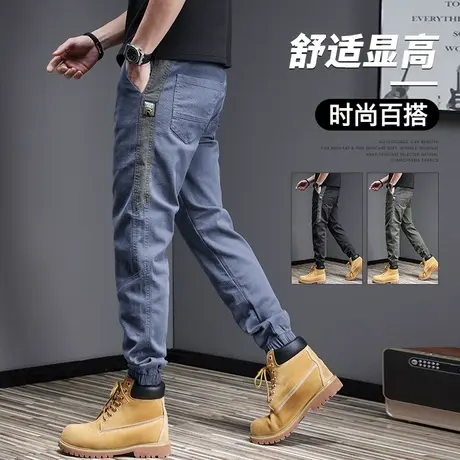 夏天夏季设计感痞帅小脚工装春秋款男生日系港风大码束脚休闲裤子图片