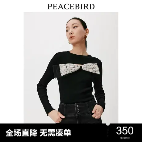 【商场同款】太平鸟女装2023年冬季新款蝴蝶结套头衫A1EED4535商品大图