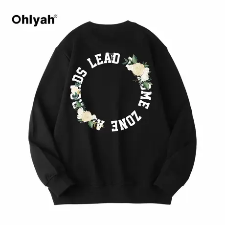 Ohlyah美式复古字母大码卫衣男春秋款oversize高街vibe圆领外套商品大图