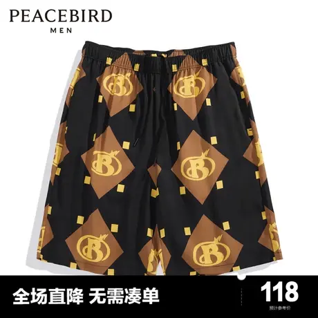 太平鸟男装满印运动中短裤男潮B1GNC3237商品大图