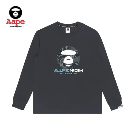 Aape旗舰店男装秋冬迷彩猿颜字母印花潮流长袖T恤0823XXH商品大图