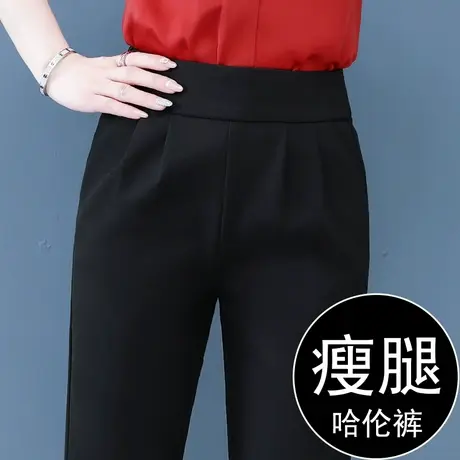 黑色裤子女2023新款显瘦百搭哈伦裤高腰气质直筒裤职业小脚长裤春商品大图