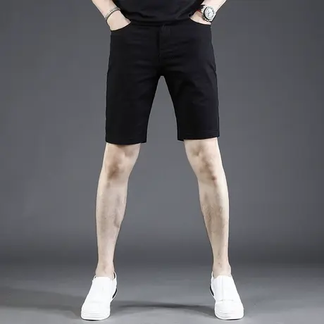 纯黑色短裤男夏季薄款修身百搭潮牌男士高端五分弹力新款运动裤子商品大图