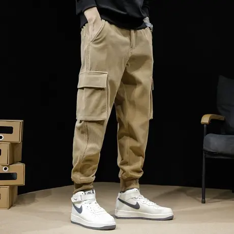 秋冬加厚工装裤男束脚潮牌冬季大码裤子灯芯绒男裤男士休闲长裤潮商品大图