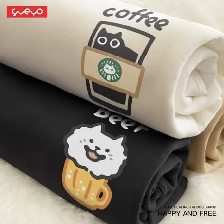 「七夕」悦游 猫巴克狗啤酒 宽松无帽卫衣原创小众情侣装卡通趣味商品大图