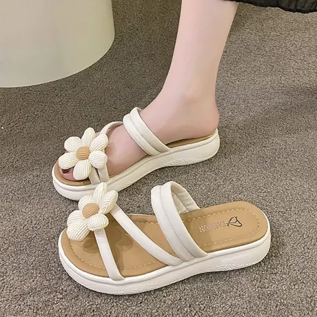 网红拖鞋女外穿夏季法式高级感2023年新款度假沙滩凉拖鞋厚底超火商品大图