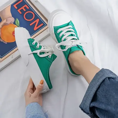 奶牛半拖鞋女2021年新款夏季透气外穿网红拖鞋超火懒人一脚蹬布鞋商品大图