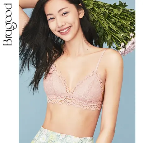 法式内衣三角杯蕾丝少女夏季薄款无钢圈性感显小胸聚拢文胸胸罩商品大图