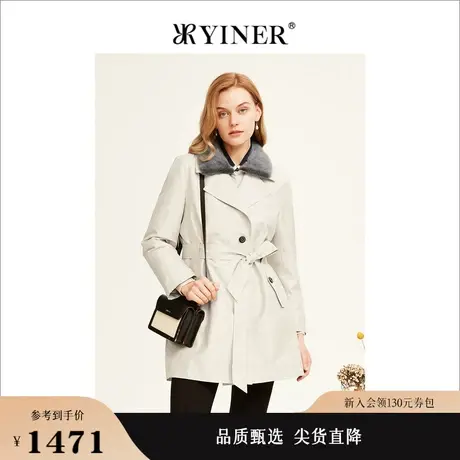 YINER音儿专选女装冬季水貂毛领皮草外套可脱卸内胆派克服图片