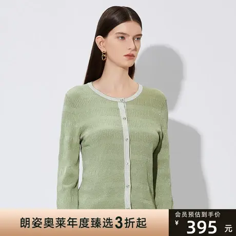 朗姿  春季圆领简约拼色通勤风简约女式毛针织衫商品大图